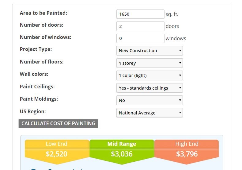 house painting cost calculator